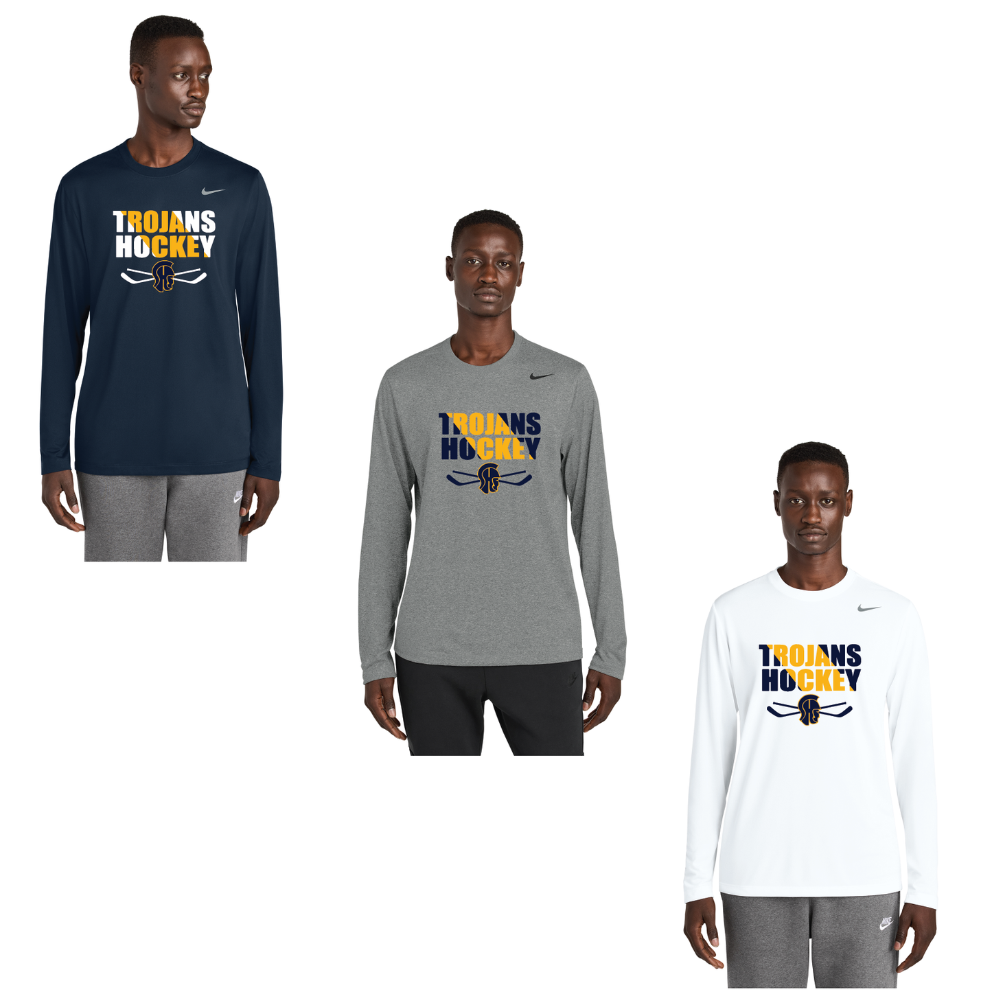 SHS Trojans Hockey: Nike Team rLegend Long Sleeve Tee. NKHQ4550 (Choose Logo)