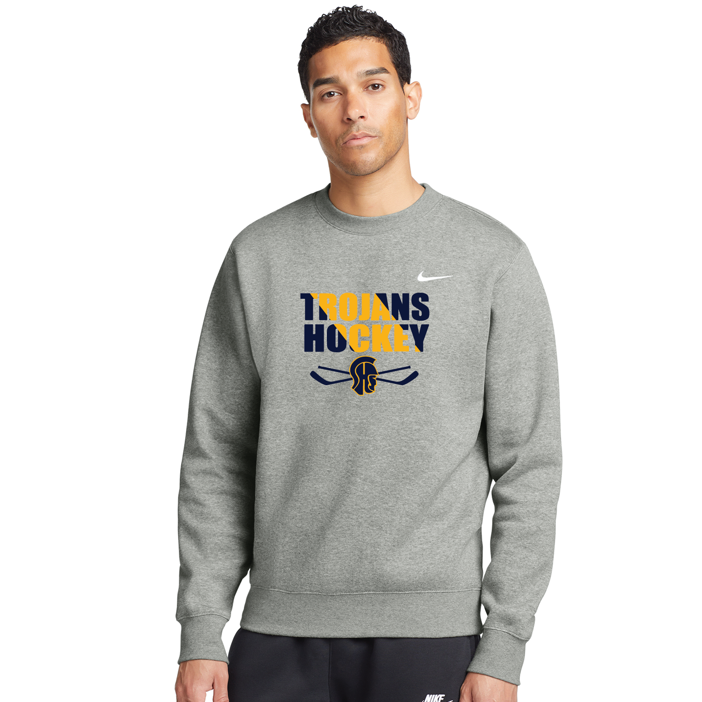 SHS Trojans Hockey: Nike Club Fleece Crew. CJ1614 (Choose Logo)