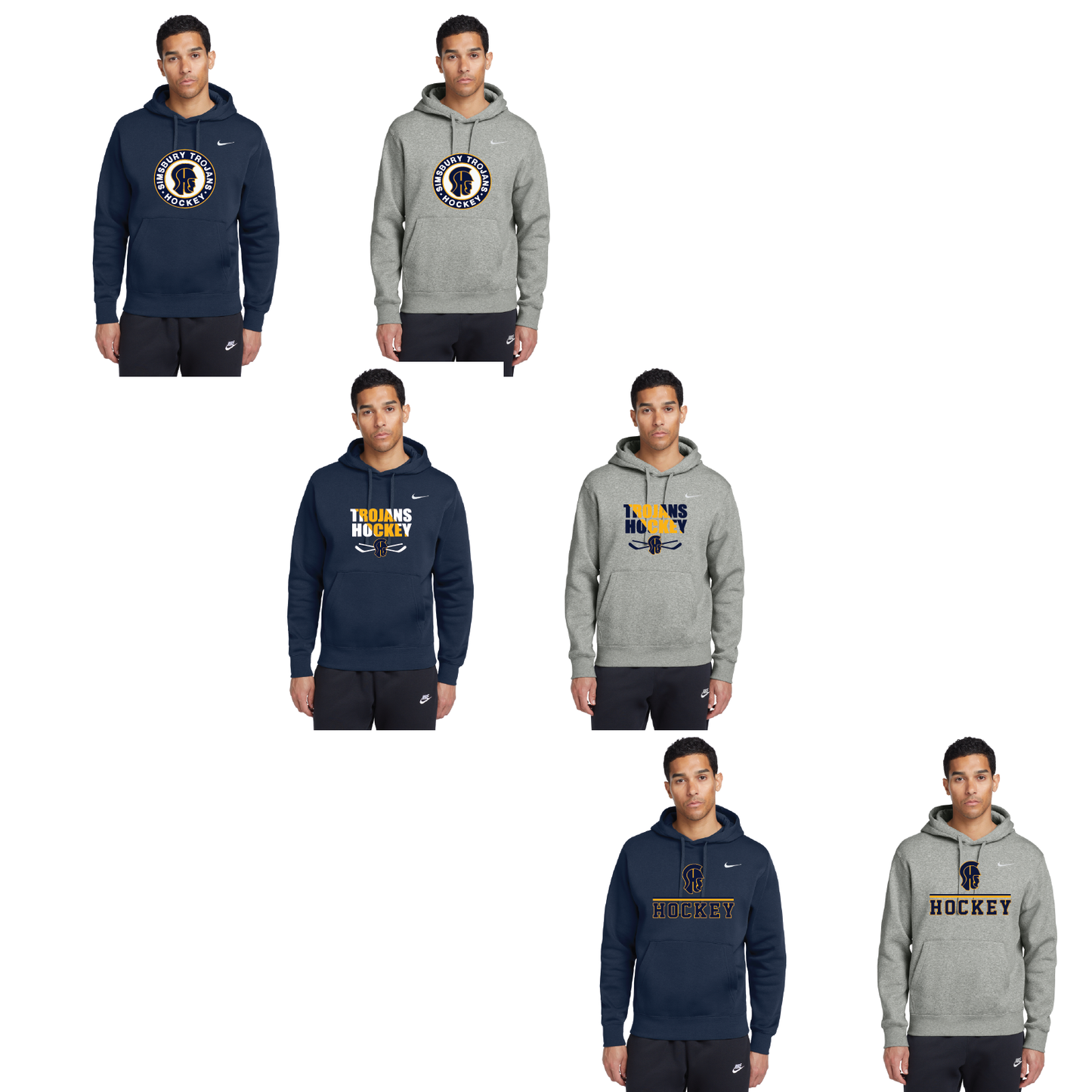 SHS Trojans Hockey: Nike Club Fleece Pullover Hoodie. CJ1611 (Choose Logo)