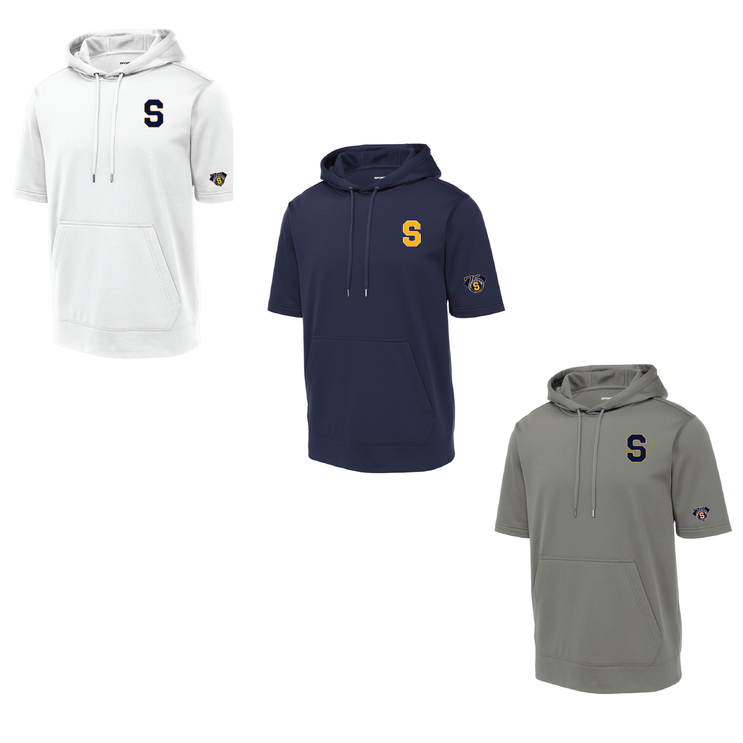 SLL: Sport-Tek Fleece Short Sleeve Hooded Pullover. ST251/ YST251 (Choose Logo Design)