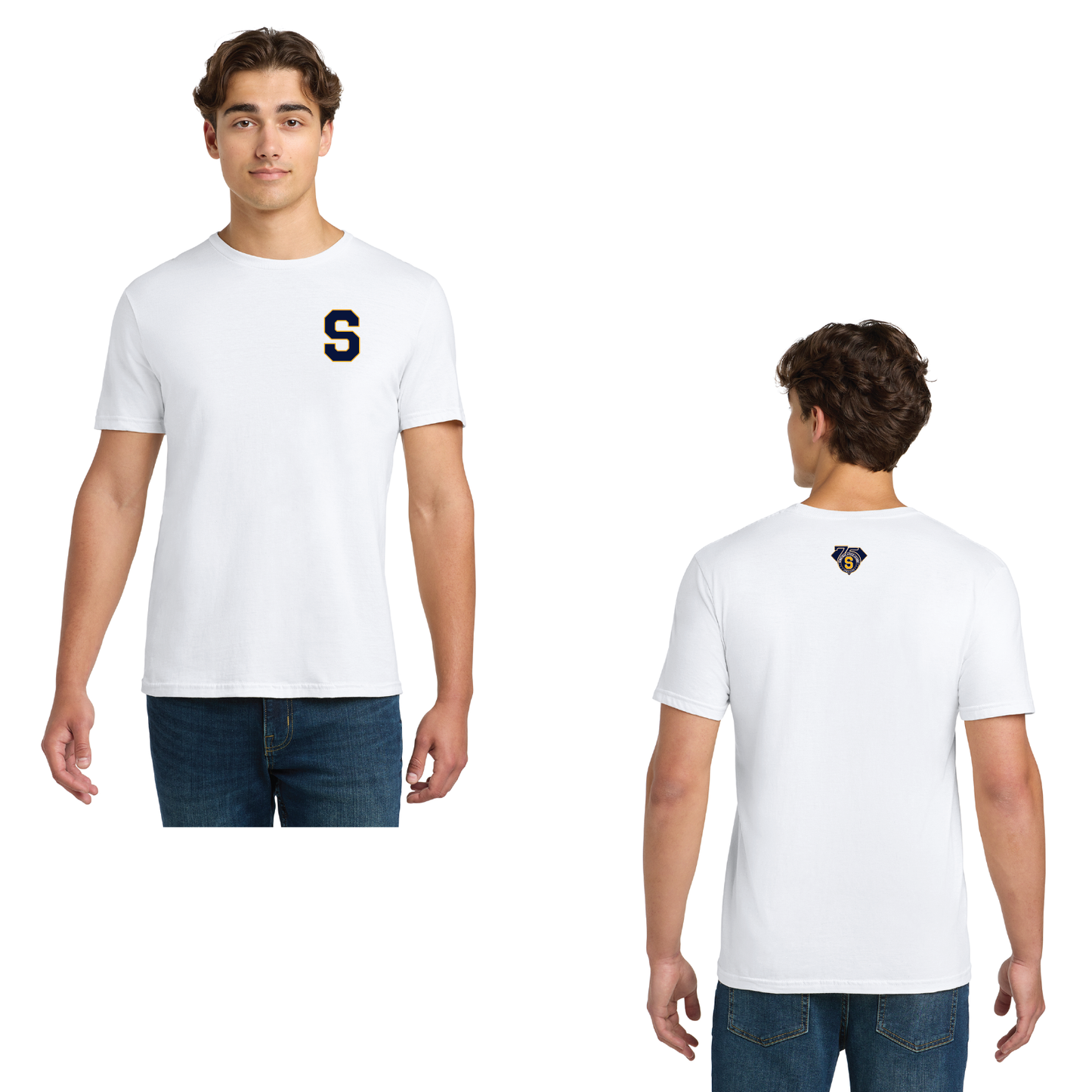 SLL 75th Anniv: Gildan Softstyle® T-Shirt. 64000 / 6400B /  64V00L: (S LEFT CHEST 75TH ANNIV BACK)