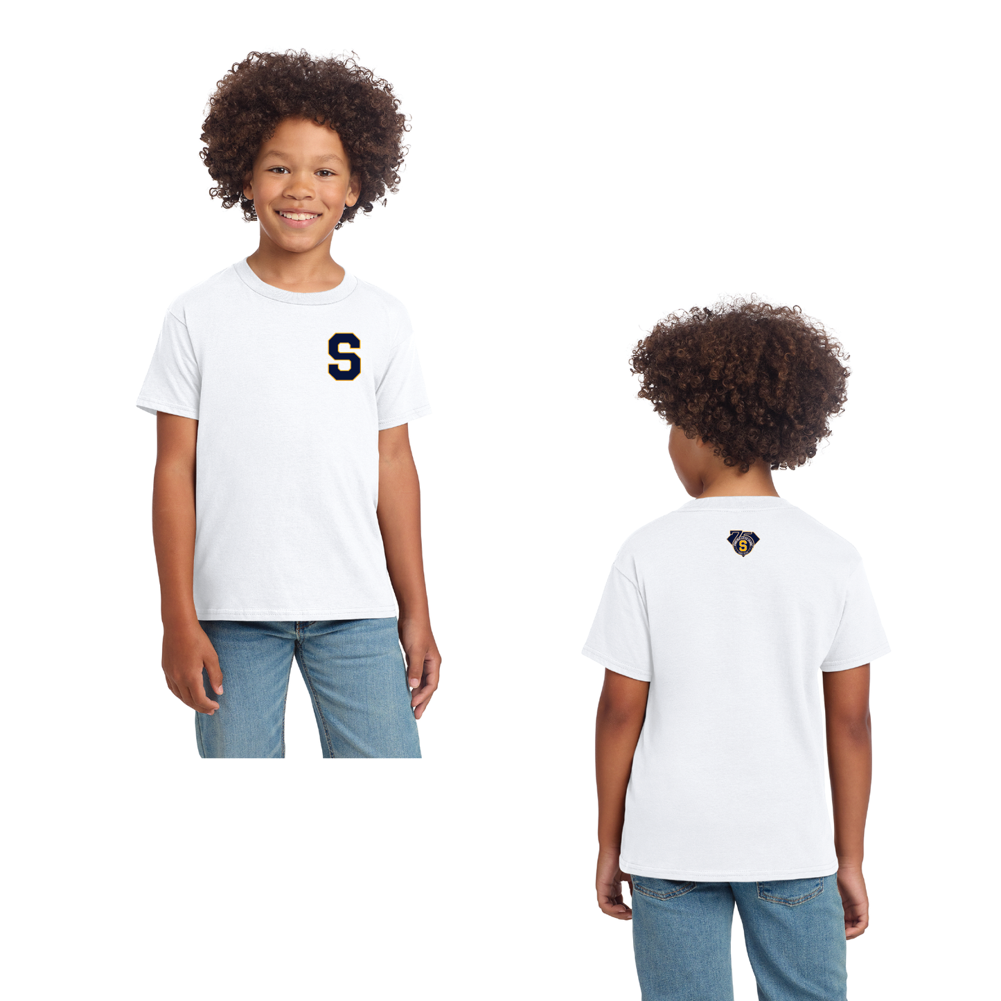 SLL 75th Anniv: Gildan Softstyle® T-Shirt. 64000 / 6400B /  64V00L: (S LEFT CHEST 75TH ANNIV BACK)