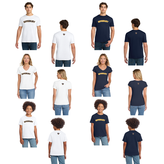 SLL 75th Anniv: Gildan Softstyle® T-Shirt. 64000 / 6400B / 64V00L: (SIMSBURY FRONT / 75TH BACK)