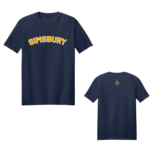 SLL: Gildan Softstyle® T-Shirt. SIMSBURY FRONT / 75TH BACK
