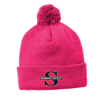 Sport-Tek ® Solid Pom Pom Beanie: Simsbury Youth Hockey