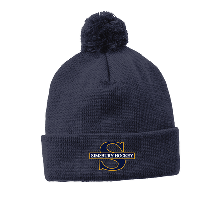 Sport-Tek ® Solid Pom Pom Beanie: Simsbury Youth Hockey