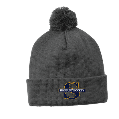 Sport-Tek ® Solid Pom Pom Beanie: Simsbury Youth Hockey