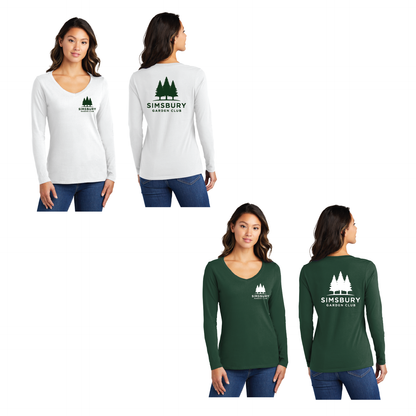 Simsbury Garden Club: Women's Long Sleeve V Neck T Shirt