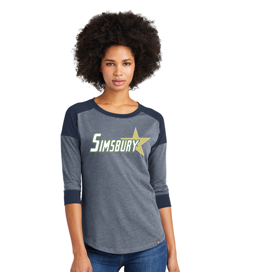 Simsbury Legion: New Era® Women's Heritage Blend 3/4-Sleeve Baseball Raglan Tee. LNEA104