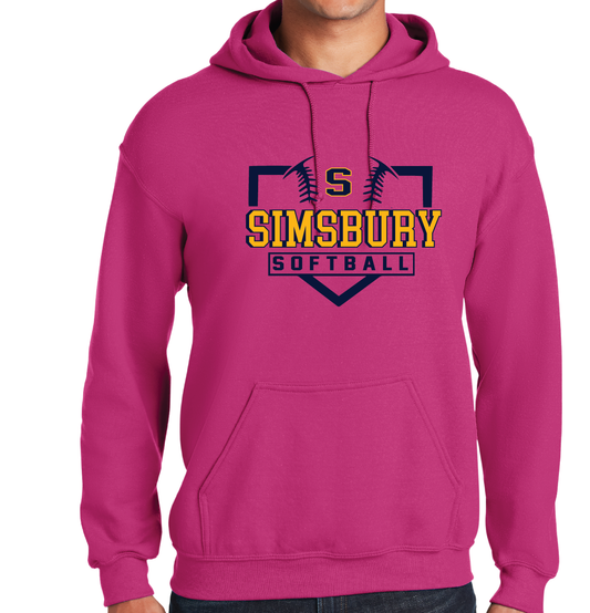 PINK Hooded Sweatshirt Gildan 50/50: Simsbury Softball