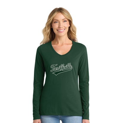 T-Ville Village Association: Soft Cotton Longsleeve V Neck T-Shirt Women's