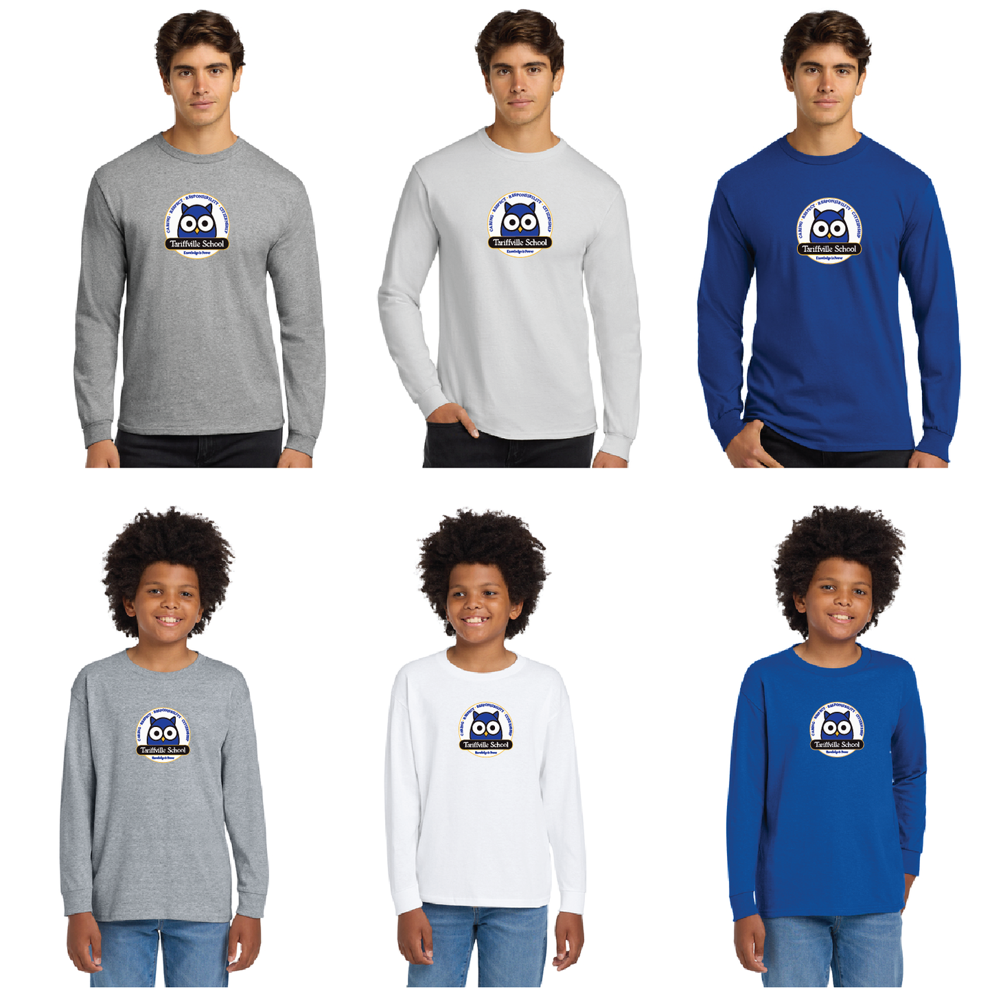 Tariffville School: Longsleeve T-Shirt Owl Logo Youth & Adult Sizes