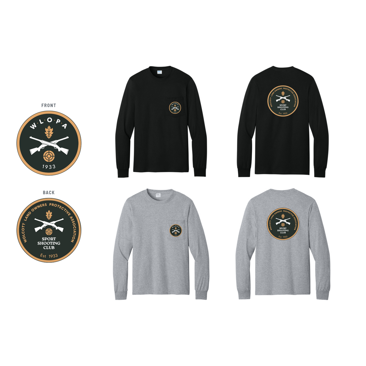 WLOPA Gun Club:  PC61LSP Port & Co® Long Sleeve Essential Pocket Tee.